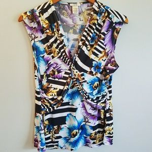 Cache Sleeveless Floral Knot Tank